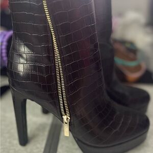 Guess Black and Gold Stiletto Heeled Boots
